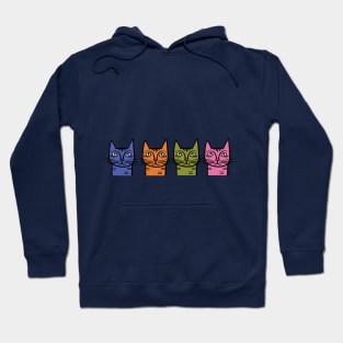 Quirky Multi Color Cats - Midcentury Illustration Hoodie